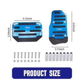 ijuicy 2 PCS Automatic Car Anti-Skid Pedal Cover Kits, Sports Style Alloy Gas Pedal Brake Pedal Cover Decor, Punch-Free Pedal Protection Repair Accessories, for Most Automatic Cars (Blue)