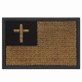 Tactical Christian Flag Patch Embroidered Badge Applique Fastener Hook and Loop Emblem, Black & Coyote