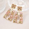 VANGETIMI Champagne Rhinestone Rectangle Dangle Earrings Colorful Crystal Geometric Drop