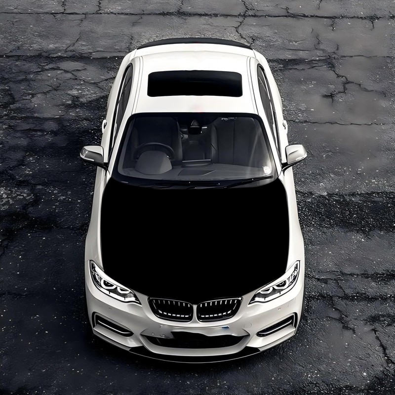 Solid Black Car Hood Cover Durable Weatherproof Universal Fit Car