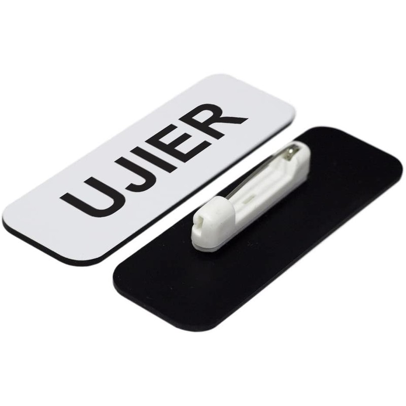 Ujier 1 x 3" Name Tag, White (10 Pack)