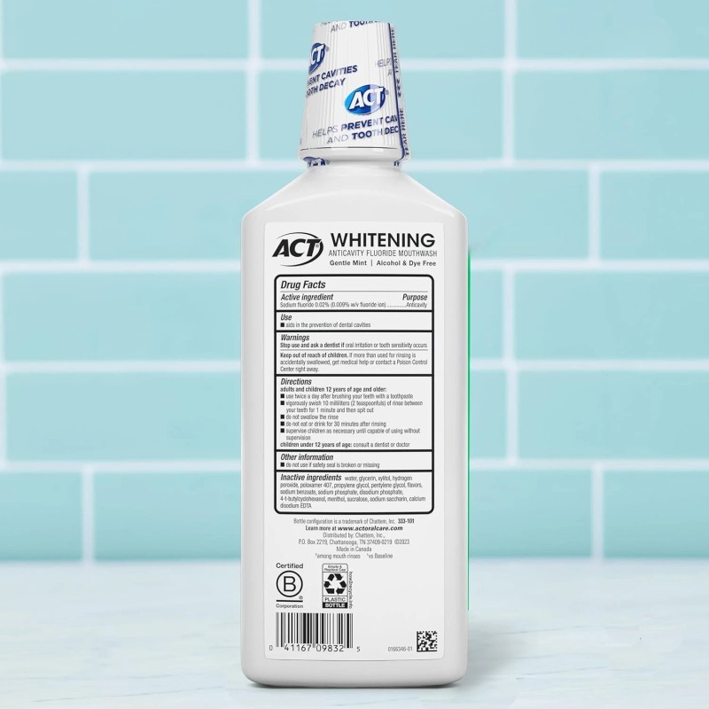 Act Whitening + Anticavity Fluoride Mouthwash 16.9 fl. oz. With