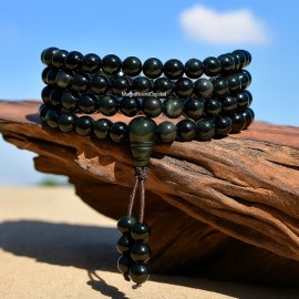 Unbranded Rainbow Black Obsidian 108 Mala Prayer Beads Necklace Healing Bracelet Gift