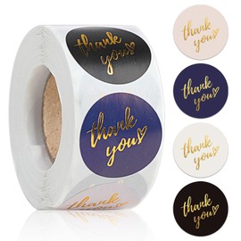 500 Piezas de Calcomanías de Gratitud de 1 Pulgada Etiquetas de Agradecimiento en Inglés Dorado Decoración de Envolturas y Tarjetas de Regalo Impermeables y Duraderas