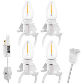 Methuker - Luces de Navidad con 4 bombillas LED de color blanco cálido, decoración para casas de pueblo de Navidad