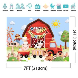 XEYSM 7X5FT Farm Backdrop Farm Birthday Backdrop Farm Barn Door Backdrop Photography Birthday Party Banner Photo Studio Props XY56