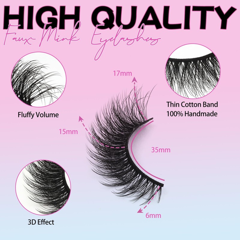 Losha Lashes Fluffy Cat Eye Lashes 14 Pairs 3D False
