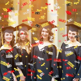 Sumind 3000 Pieces 2025 Graduation Confetti Class of 2025 Graduation Party Decorations Graduation Diploma Confetti Decorations for Grad Anniversary Party(Gold, Silver, Black, Red, 2025 Style)