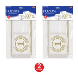 Beistle 3-D Podium Centerpieces, 5" x 14", Set of 2- International Sports Tournament Decor, Athletic Awards Party Supplies