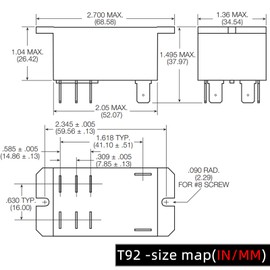 2-Pack T92P7D22-12 Power Relay - 12VDC 30A DPST-NO Flange Mount (Compatible with TE Connectivity/Potter & Brumfield) - Industrial-Grade Replacement for HVAC, Automotive & Control Systems