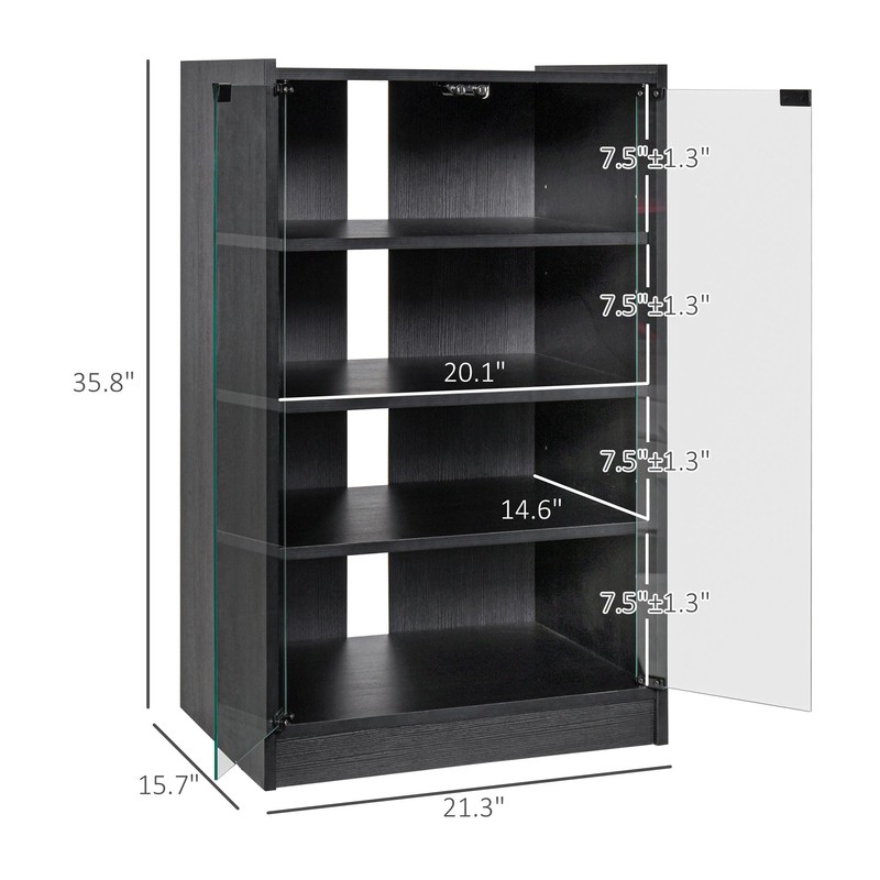 HOMCOM Media Cabinet, 4-Tier Stereo Cabinet, Record Player Stand with