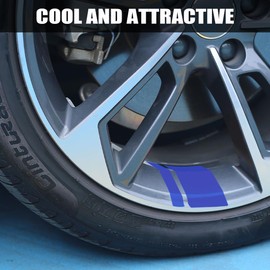 JNNJ Pack of 12 Tyre Sports Logo Emblem Strips, Car Tyre Letters Rubber Stickers, Reflective Stickers for Car Rims, Tyre Rim Safety Accessories (Blue)