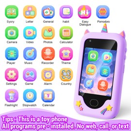 Lapare Kids Toy Phone, Christmas Birthday Gifts for Girls Age 3-8, Educational Smartphone with Dual Camera, Game, Music Player, 32GB Card