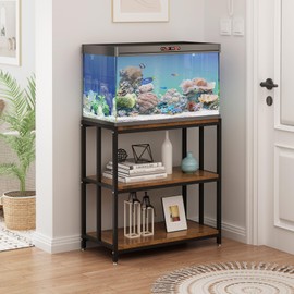 WOULHOMY 20 Gallon Fish Tank Stand, Metal Aquarium Stand with Shelves for Fish Tank Accessories Storage, Reptile Tank Turtle Terrariums Stand for Home Office (Black)