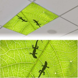 2Pcs Gecko Fluorescent Light Covers for Ceiling Lights Classroom, Magnetic Light Filters for Office, Hospitals, Home 4 X 2 Feet