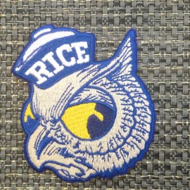 Unbranded RICE UNIVERSITY RICE OWLS VINTAGE VINTAGE EMBROIDERED IRON ON PATCH 3" x 2.5”