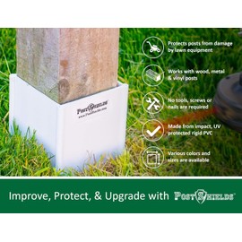 Post Shields Post Protector 4x4 (3.5"x3.5") - 4" H – Protects Your Mailbox, Deck & Fence Posts from Damage by Lawn Maintenance Equipment – Fits Wood & Metal Posts – No Tools, Screws or Nails Needed