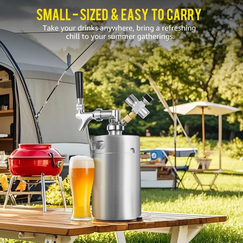 MRbrew 64oz Mini Keg Growler Portable Draft Beer Dispenser System