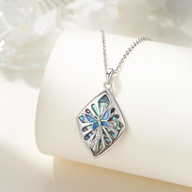 PARYFO Cross Necklace for Women, 925 Sterling Silver, Abalone Shell/Turquoise/Malachite Cross Chain, Religious Jewellery, Gift for Women, Men, Christian Talisman, Sterling Silver, Abalone bowl