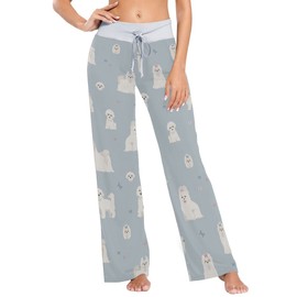 vvfelixl Women's Pajama Pants Maltese Dogs Sleepwear Lounge Pajama Bottoms S