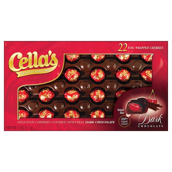 Cellas Dark Chocolate Covered Cherries 22 Count, 11 Ounce