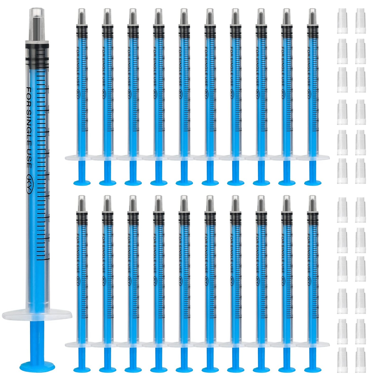 1 ml Small Syringe Sterile, Pack of 40 Plastic Syringes with Cap ...
