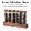 Coffee Bean Storage Tubes with Walnut Wood Stand Lid Glass