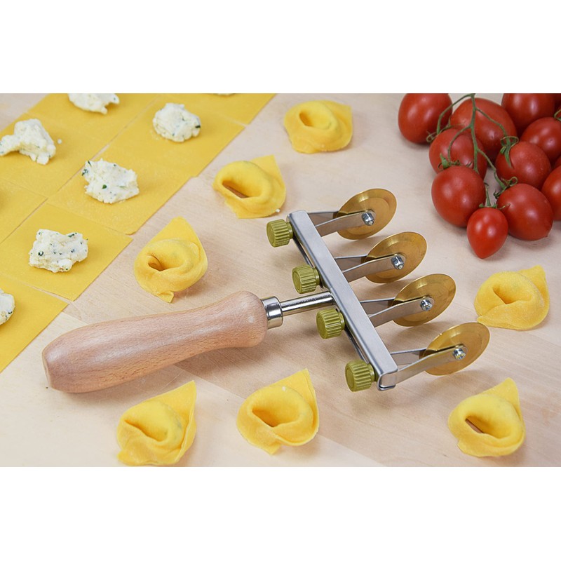 Adjustable Dough Cutter with 4 Blades Smooth Brass