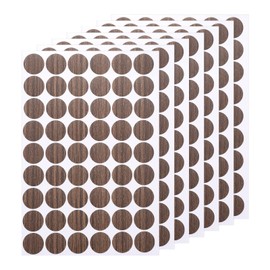 uxcell 7 Sheets/378PCS Self Adhesive Screw Hole Stickers, 2.1cm/0.83" PVC Screw Hole Covers Hole Stickers for Furniture Wood Cabinet Wall Desk Table Bookcase, Dark Walnut