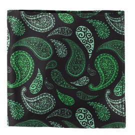 MANSPHIL Green Paisley Mardi Gras Pocket Square for Men, 100% Silk Suit Handkerchief for Tuxedo Wedding Event Prom