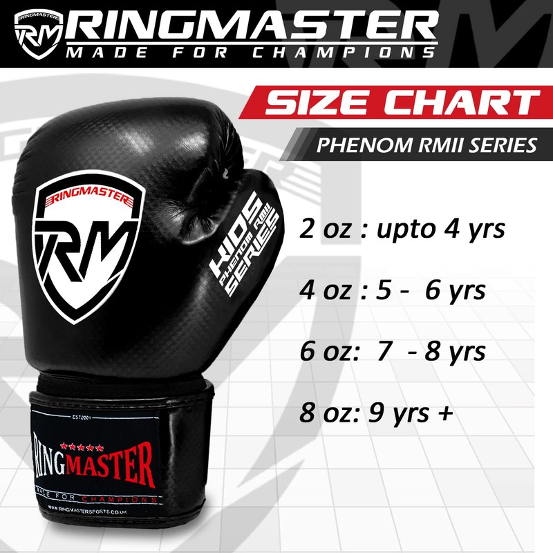 RingMaster Sports Kids Boxing Gloves Carbon Leather Training Sparring Punch