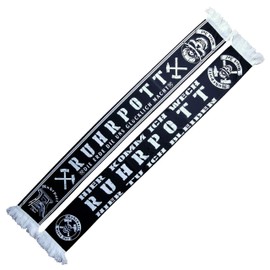 Generisch Ruhrpott Scarf with German Text "Hier Komm ich WECH" (Silk Scarf), Football Scarf, Cult Scarf, Souvenir Scarf, black, white