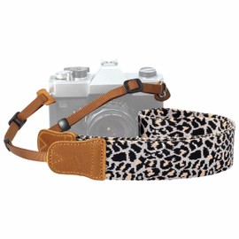 Padwa Lifestyle Camera Strap - 1.5" Crazy Horse Cowhide Head Cotton Strap,Vintage Embroidery Camera Straps for Photographers and All Cameras,Cute Adjustable Shoulder Neck Strap for Adults & Kids