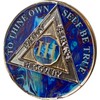3 Year AA Medallion Sapphire Blue Swirl Tri-Plate Sobriety Chip