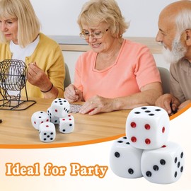 QUTHZZHY 5 Piece Large Dice Set, 30 mm Game Dice, 6-Sided Acrylic Dice Set with Rounded Corners, Game Dice for Board Games, D6 Standard Dice for Poker, Game Party Teaching Math Children's Games