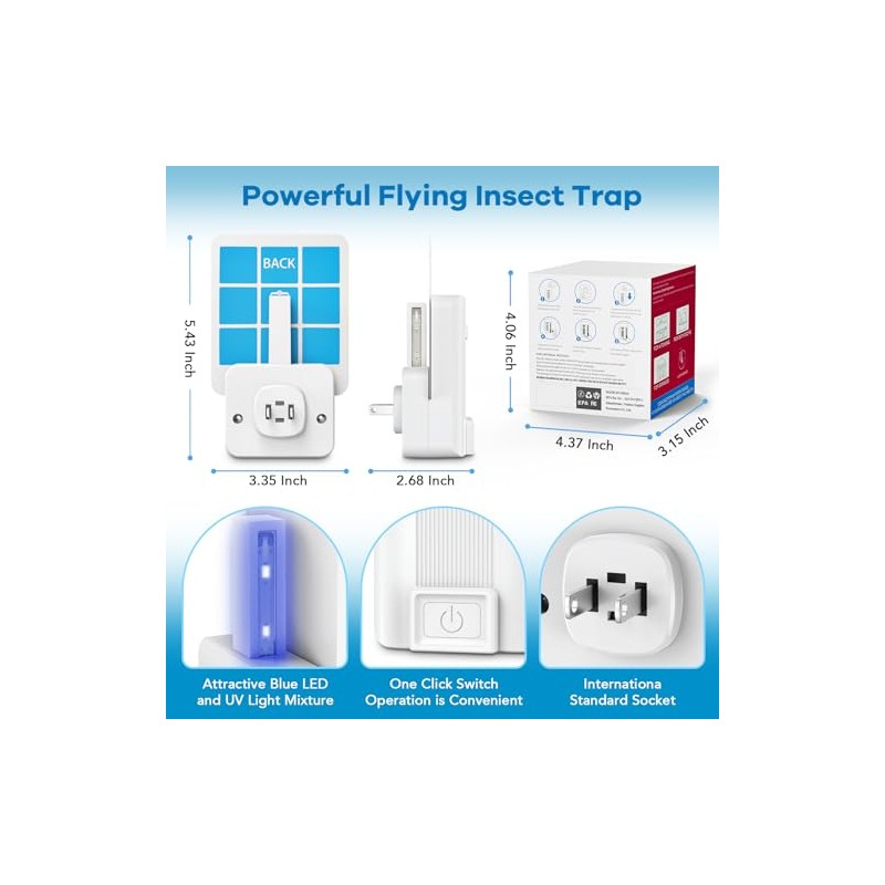 Indoor Fly Trap with UV Light - 2 Devices &
