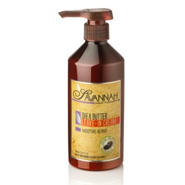 Savannah Hair Therapy Leave-in Cream Conditioner for Dry Damaged & Color Treated Hair with Shea Butter, Keratin & Silk Protein, Moisturizing Treatment for All Hair Types - 16.9oz/500ml