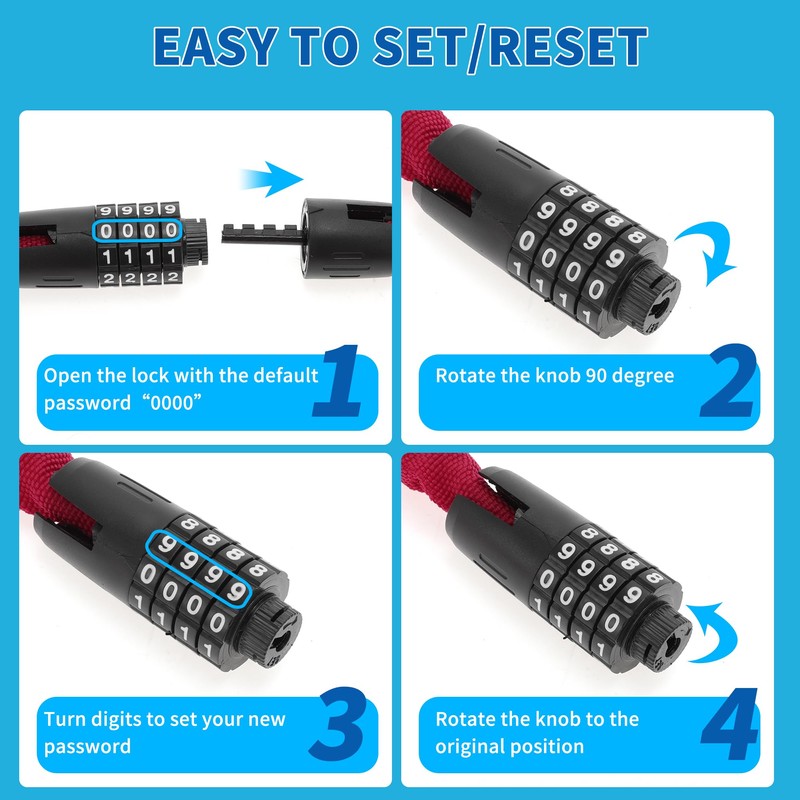 BULLSPANN 1 m Universal Security Bicycle Lock, Rustproof Bicycle Chain