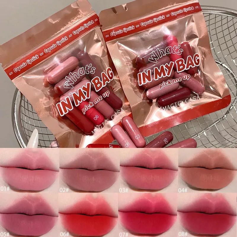 Lápiz Labial Mate De Terciopelo De 8 Colores, Ligero E