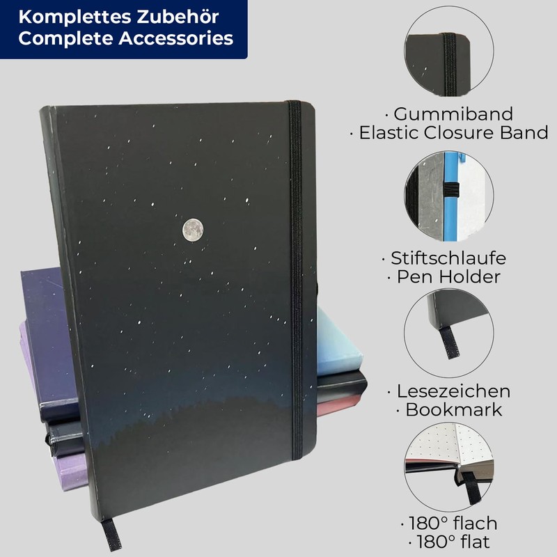 Blueme Notebook A5 Dotted, Bullet Journal Book "Lebensmut", 192 Pages