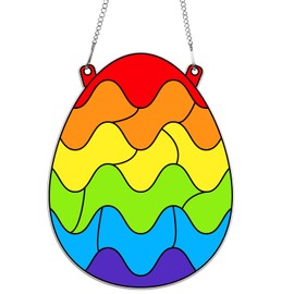 Easter Craft Kit for Kids Easter Egg Stained Glass Kit DIY Suncatcher Arts Crafts Hanging Window Decoration Egg Sticker Glass Made Easy Activity for Girl Boy Home Classroom Indoor Game Favors