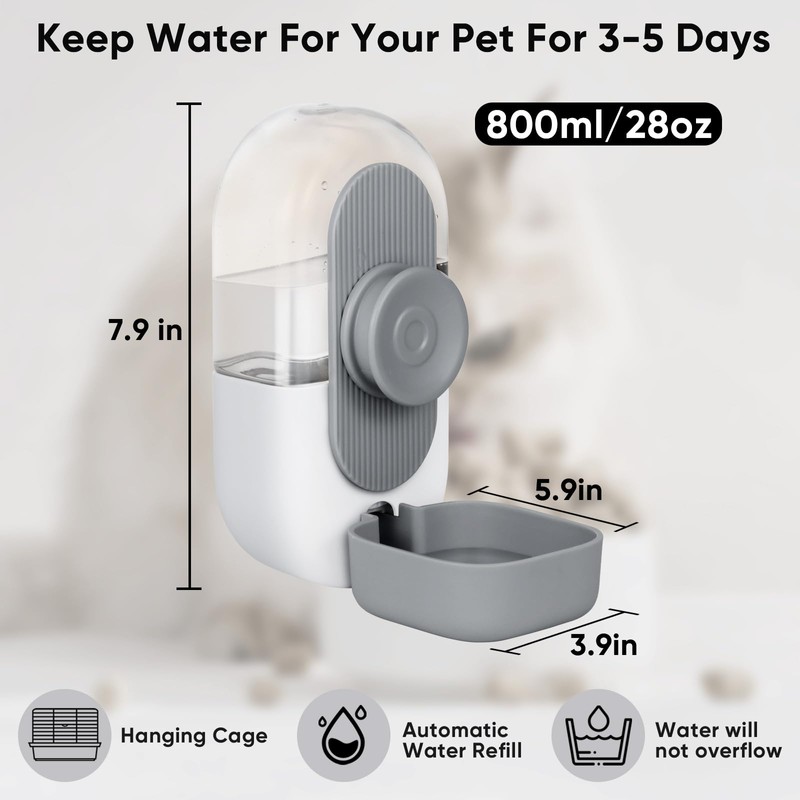 Lemtrflo 28oz Hanging Automatic Water Dispenser，Rabbit Water Bottle,Bunny Guinea Pig