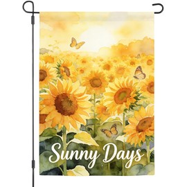Sunny Days Sunshine Garden Flag, Sunflower Butterfly Summer Theme, Burlap Double Sided, Outdoor Yard Decorations, 12 x 18 Inch