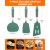 Brigii Silicone Spatula Turner Set of 3, 430 Stainless Steel