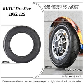 RUTU Heavy Duty 10x2 / 10x2.125 Tire - Compatible with Smart Electric Balance Scooter Bike, Bicycle, Tricycle, Stroller Replacement Wheels - For 10 inch Tires with 6 inch Rims