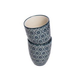 Tranquillo Set of 2 Mix'n'Match Cups for Tea, Coffee & Other Drinks Ceramic Blue/Pink, 8.5 x 7 cm, Capacity: 150 ml