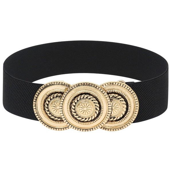Chamqueen Wide Elastic Stretch Waist Belt Vintage Boho Disc Waistband
