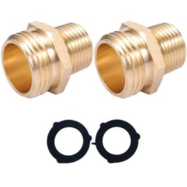 YOUHO Garden Hose Adapter 3/4 GHT Male x 1/2 NPT Male Connector, Brass Garden Hose Fitting, Industrial Metal Brass Garden Hose to Pipe Fittings Connect,Garden Hose Extension Repair Fitting(2-Pack)