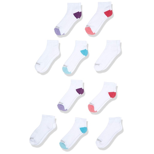 Fruit of the Loom Girls' Little 10-Pair Everyday Soft Ankle Socks, White, Shoe Size: 4-10