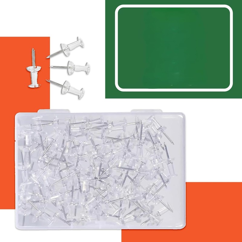 Push Pins 100 pcs Thumb Tacks Clear Push Pins Map,